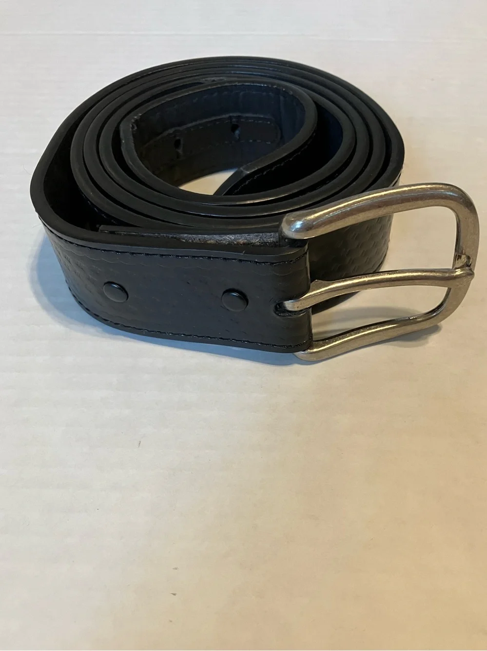 Classic Black Men's Leather Belt with Silver Buckle Sz 3XL